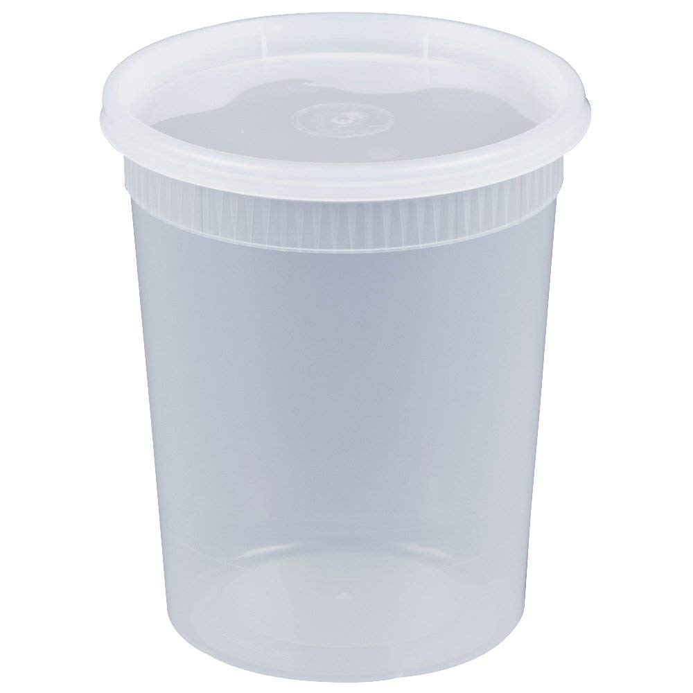 YT32 Plastic Round Deli Containers with Lid, 32-oz 
